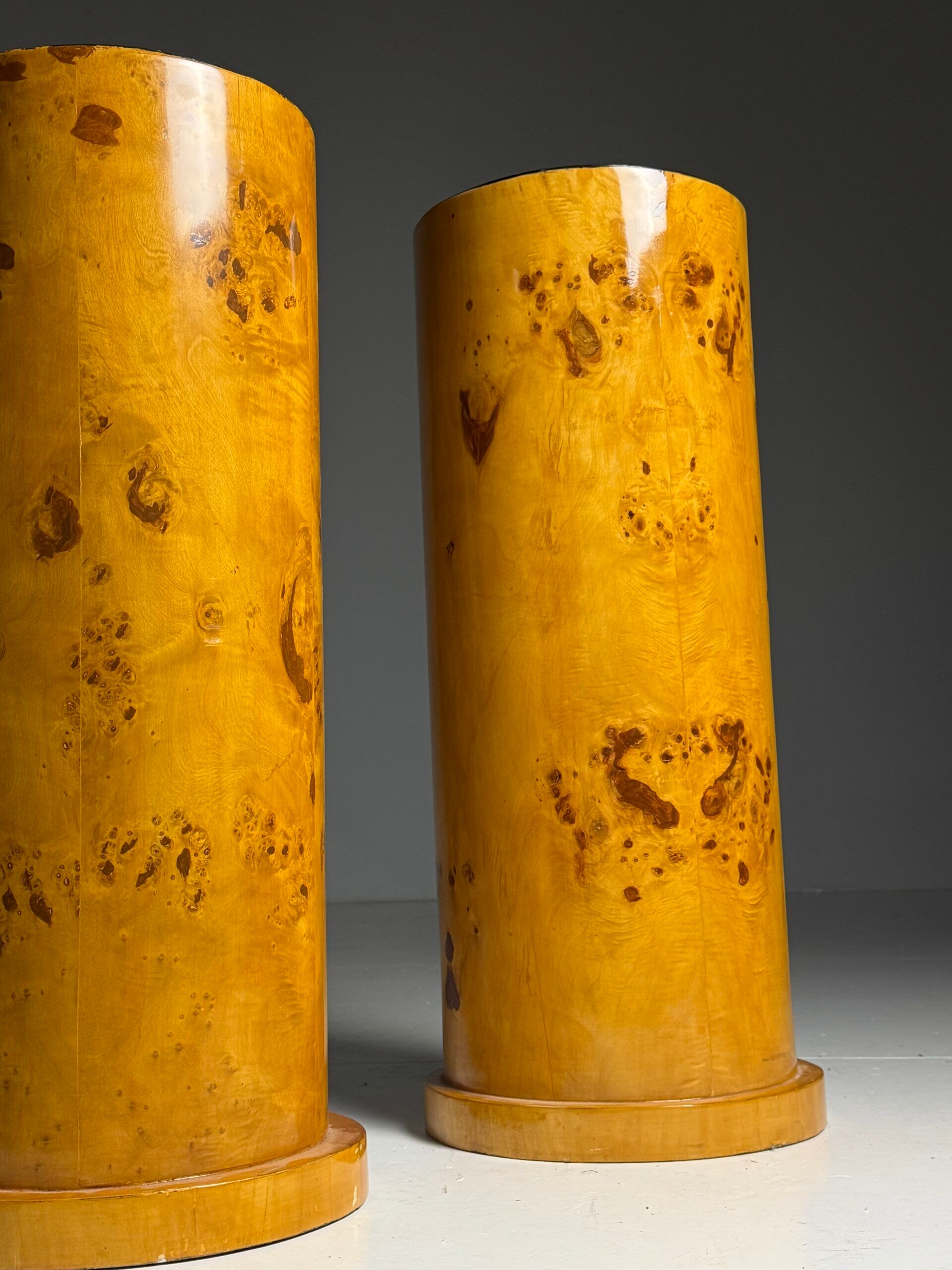 Burl wood veneered columns 20th century