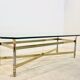 Table basse en laiton, chrome et verre, France 1970