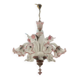Large Pink Blossom Venetian Glass Chandelier 1960’s