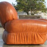 Canapé modulable en cuir "fauve", Italie, circa 1970