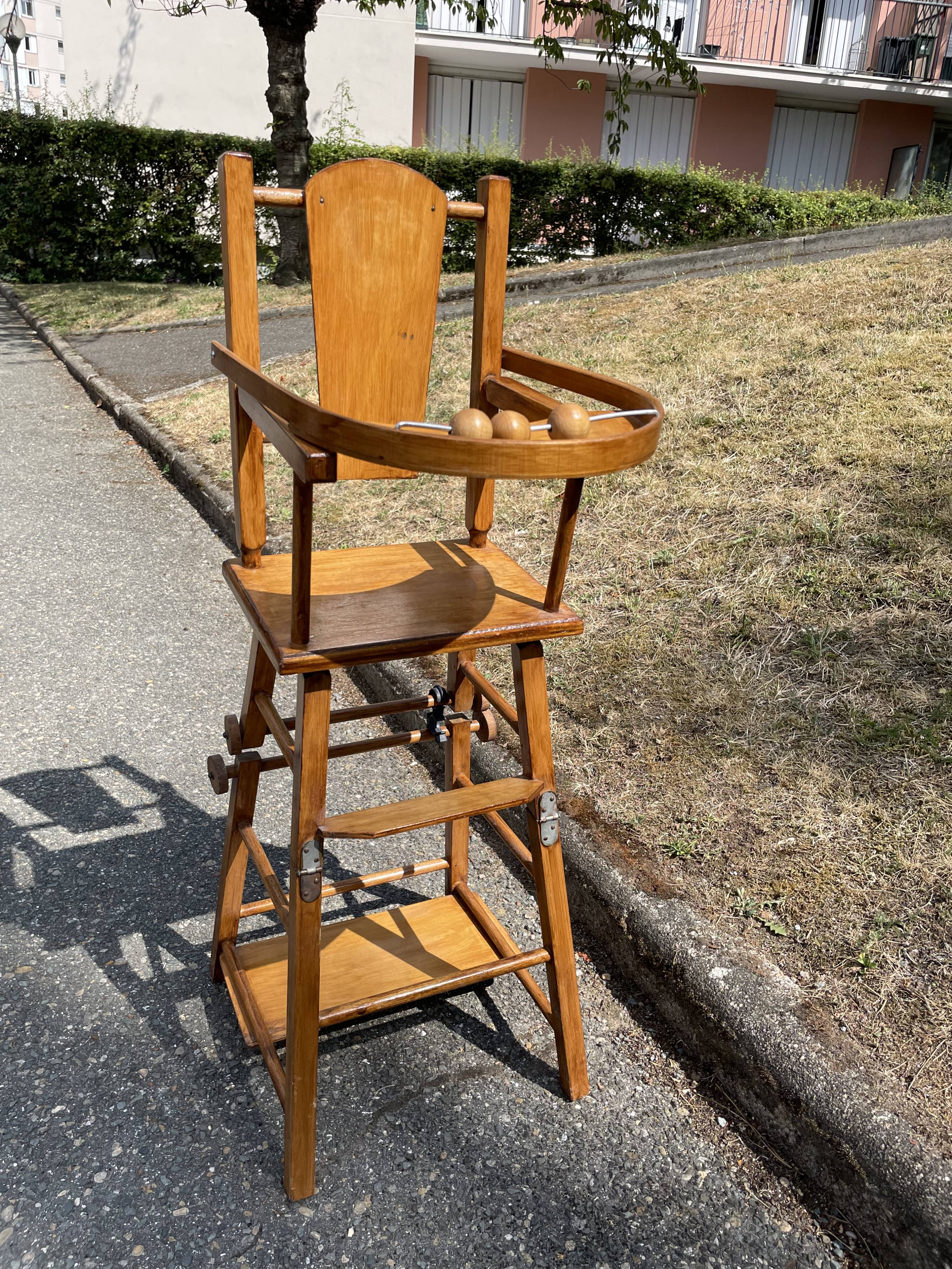 High chair for wooden doll with abacus