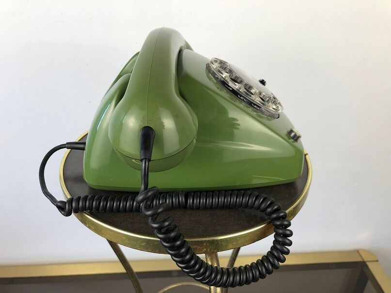 Green phone with vintage dial from the 70s