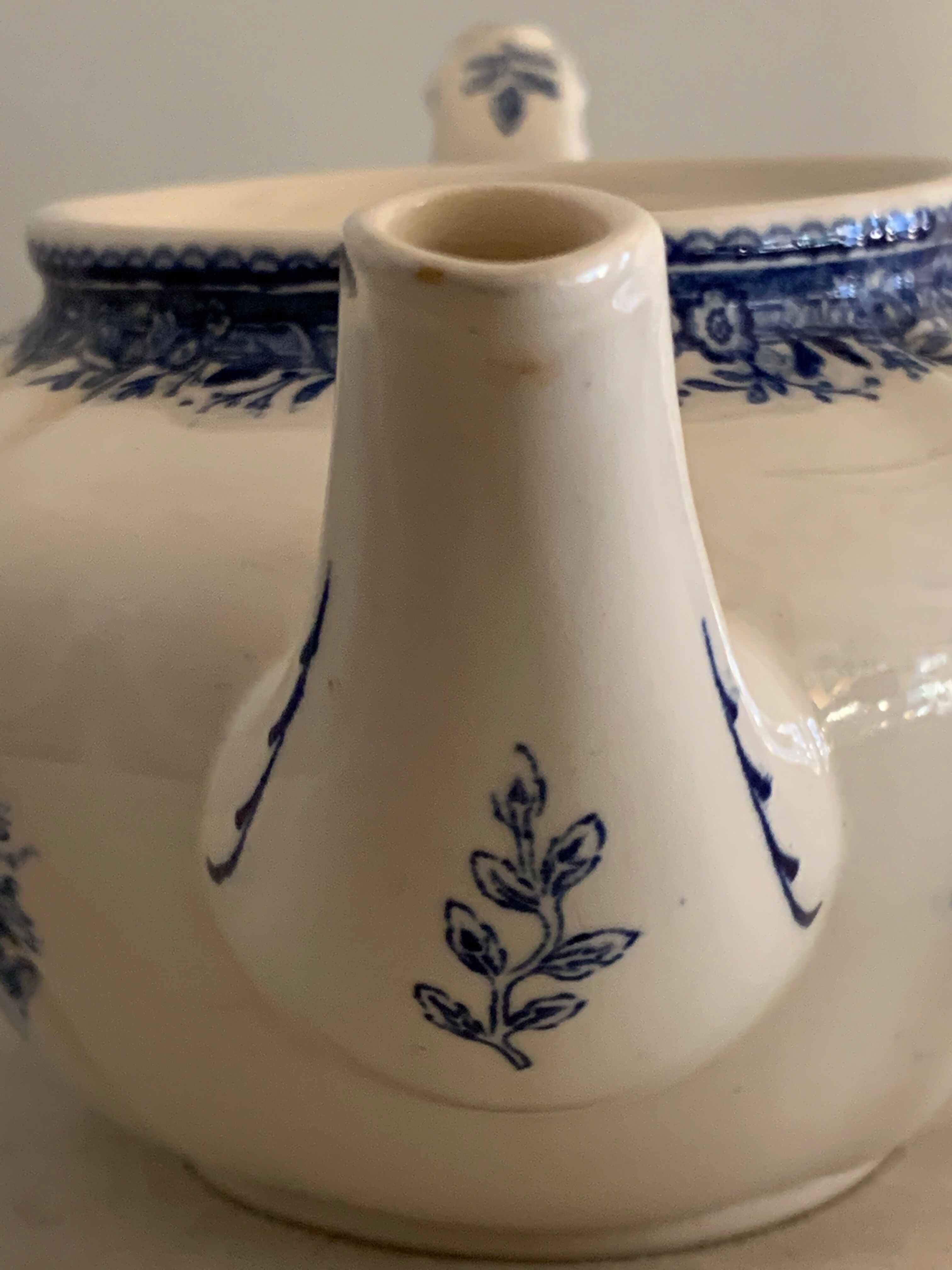 Old teapot with blue and white lid Villeroy and Boch Burgenland