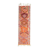 1970s Vintage Turkish Hand-Knotted Wool Cotton Orange Runner Rug 102x330