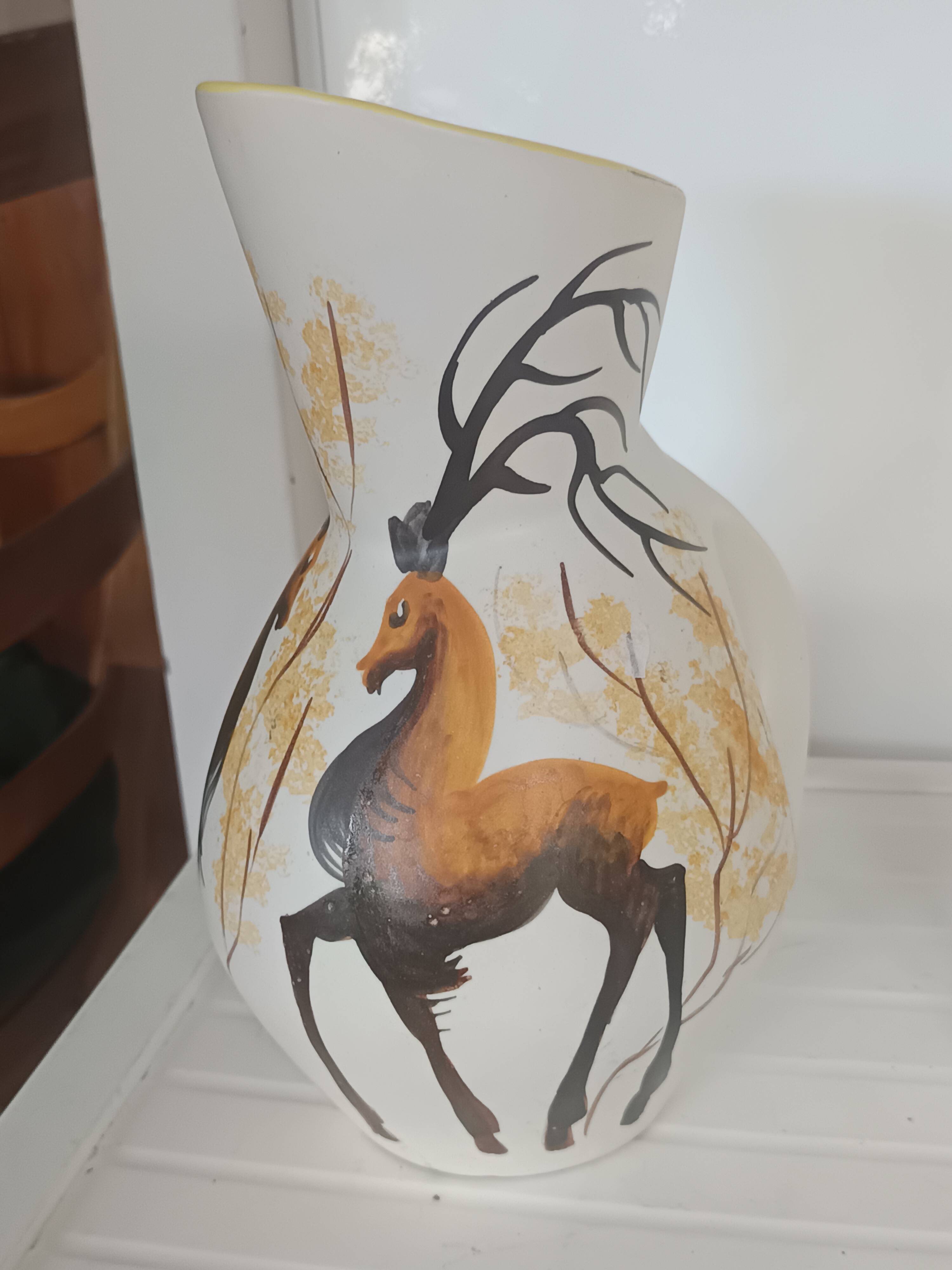 Pichet and glass Vallauris – Jacques Fonck – deer decoration