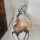 Pichet and glass Vallauris – Jacques Fonck – deer decoration
