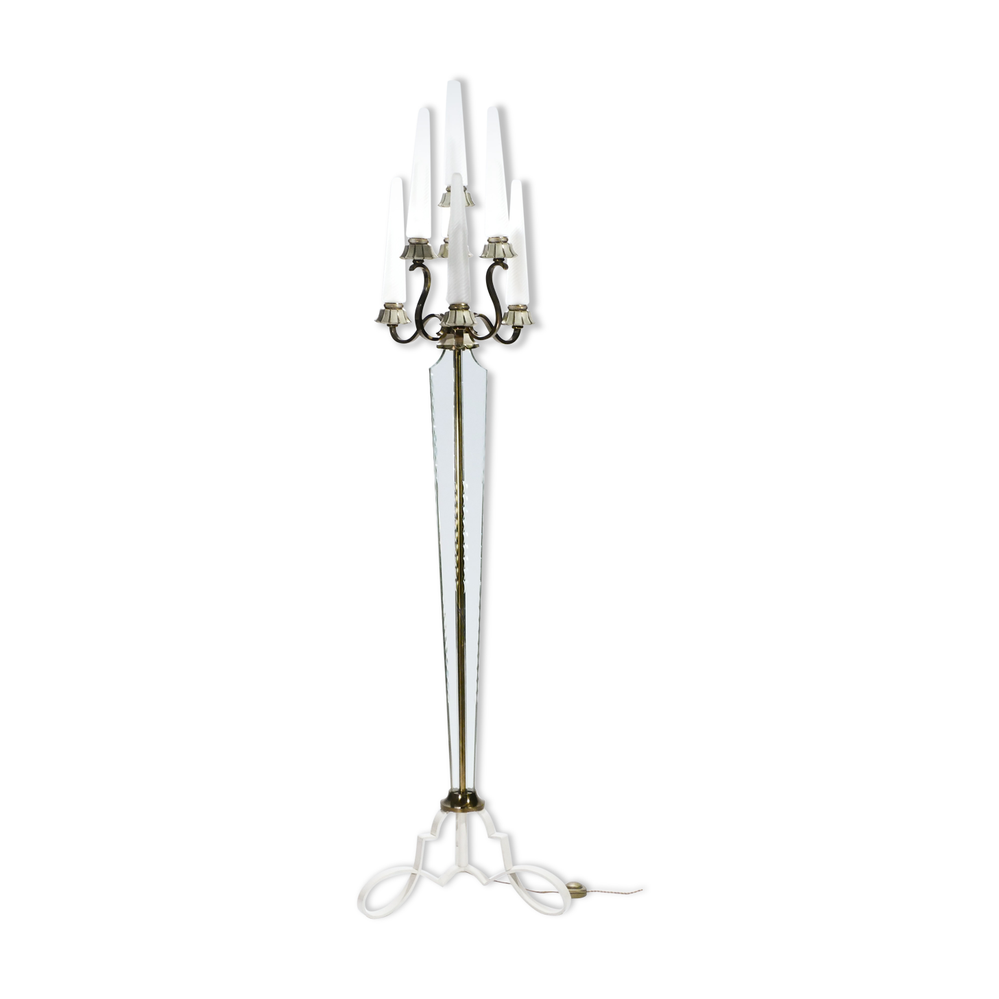 Floor lamp in bronze and crystal Sabino 1930