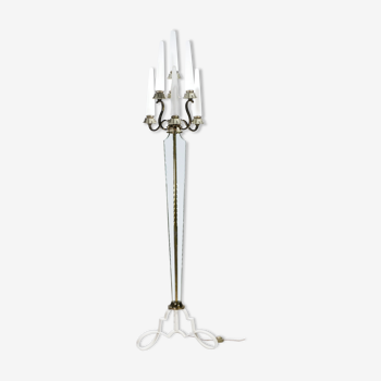 Floor lamp in bronze and crystal Sabino 1930