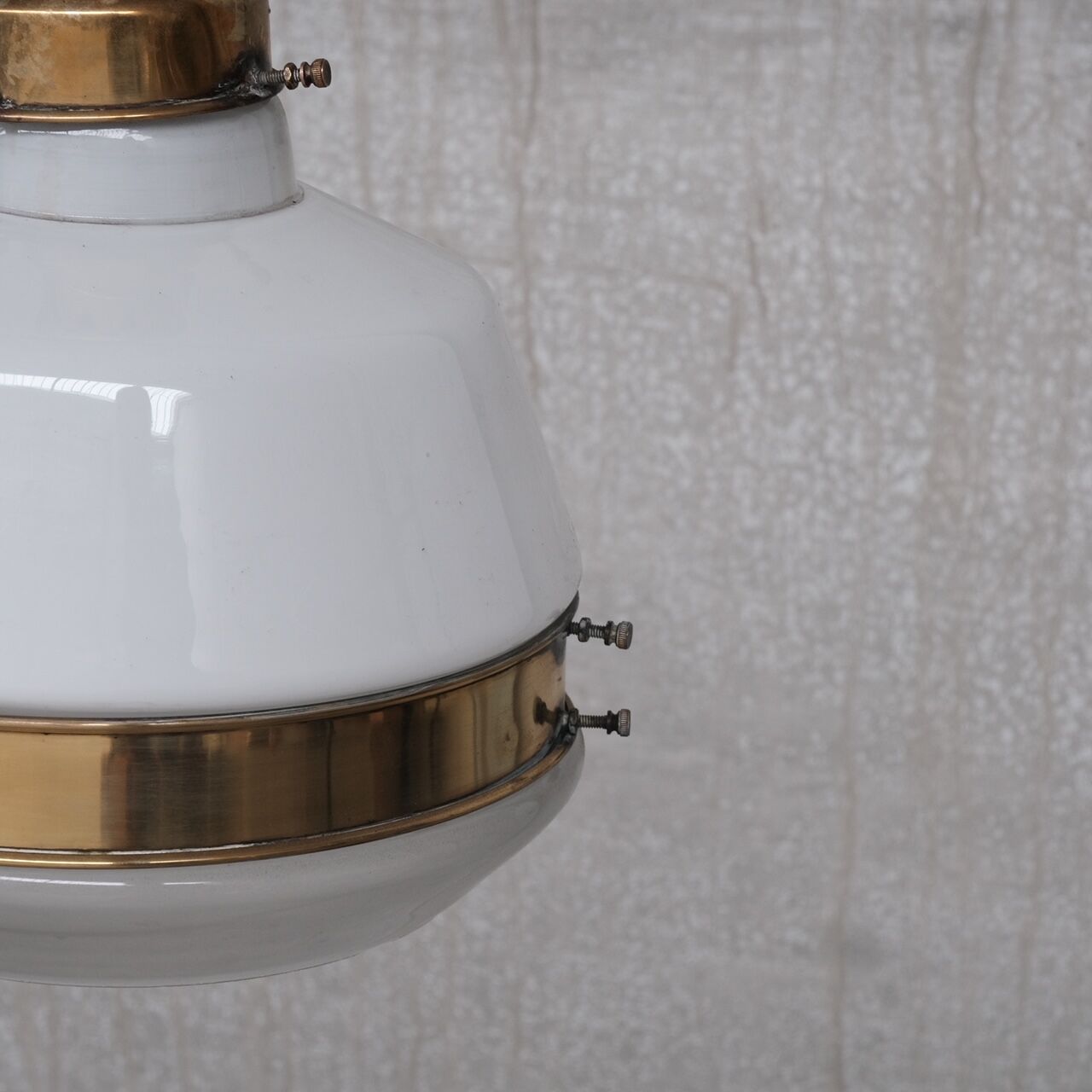 German Antique Two Tone Brass and Glass Pendant Light