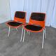 Vintage Overman Meblo Chairs: Orange & Brown Fabric, Stackable - Set of 2