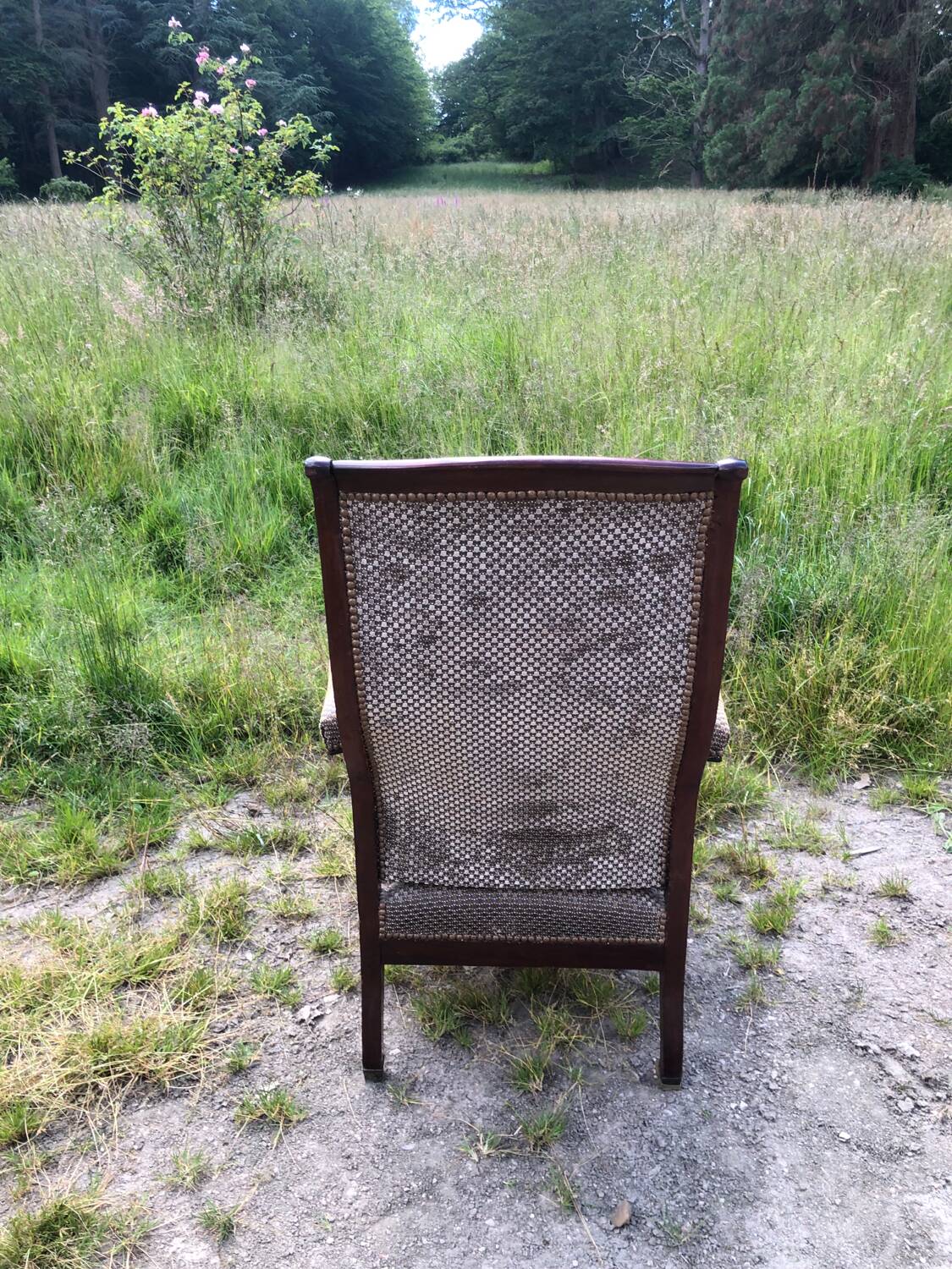 Voltaire wooden armchair in mahogany wood