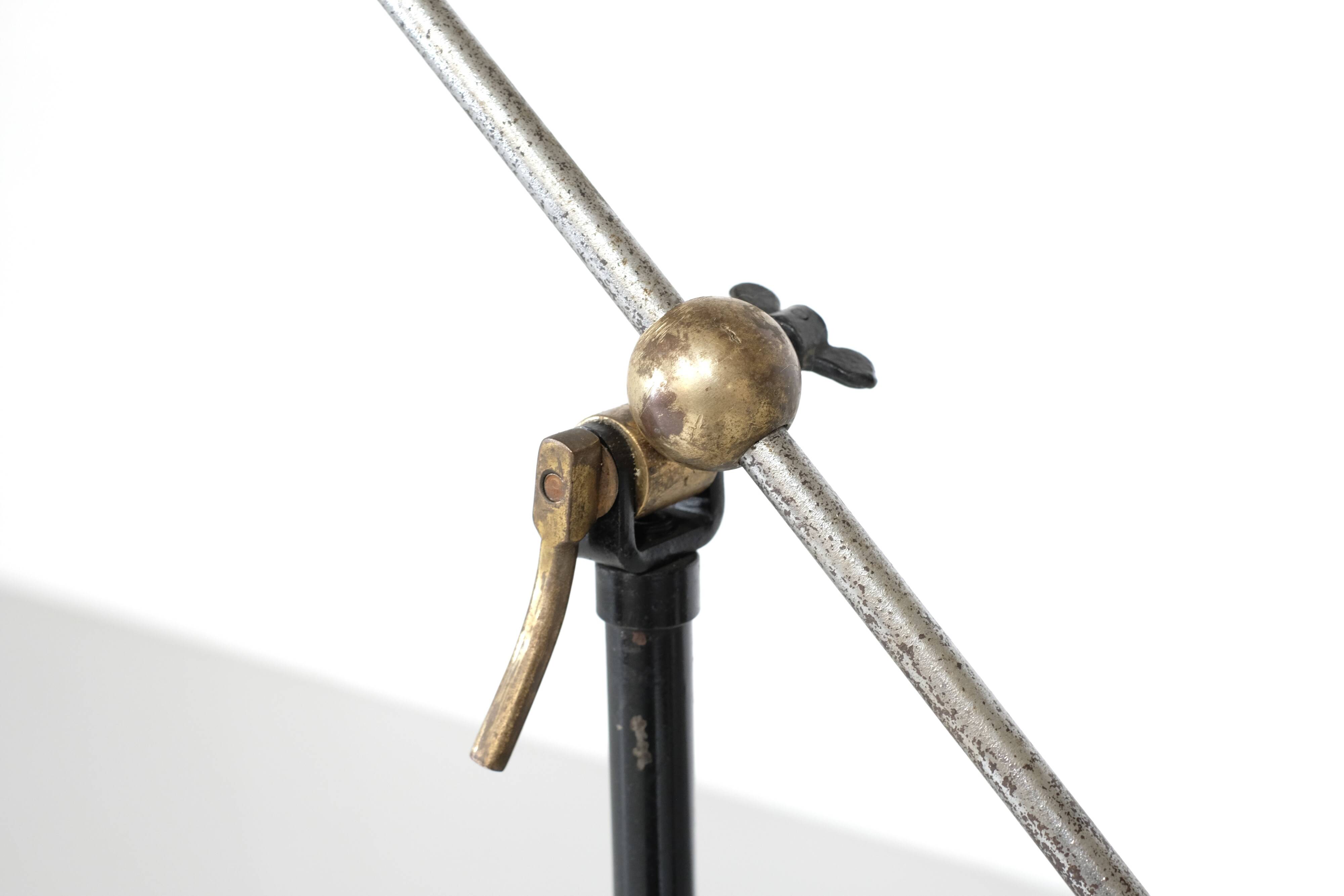 Metal and brass floor lamp, France - 1950s