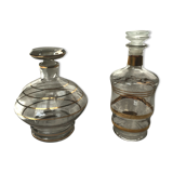 2 decanters with gold piping, 1960s