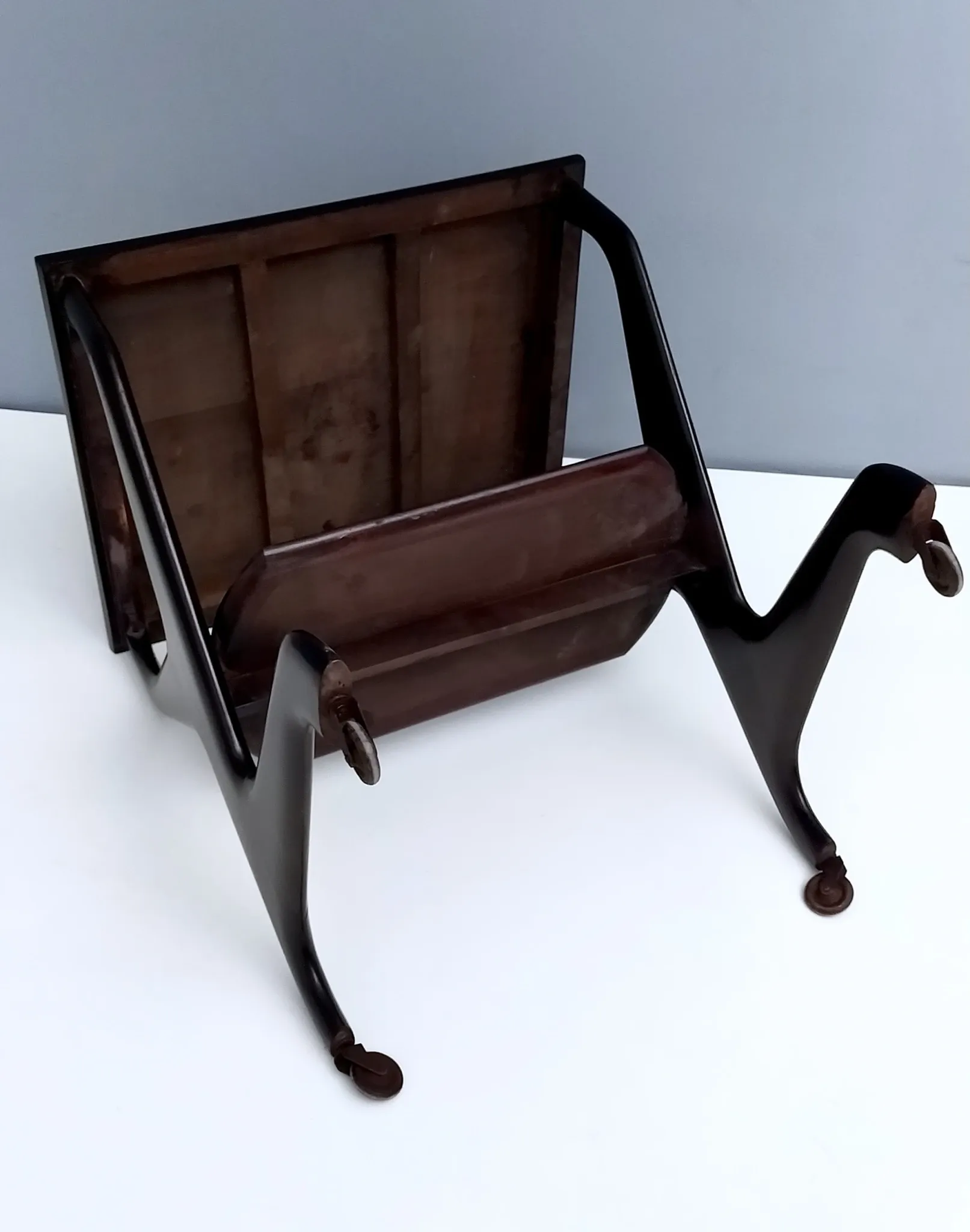 Vintage Black Ebonized Beech Serving Cart in the Style of Ico Parisi, Italy