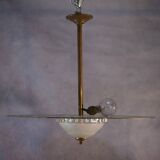 Art Deco chandelier in frosted and mirrored glass, 1940s