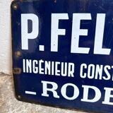 Plaque émaillée P.Felten ingénieur constructeur Rodez