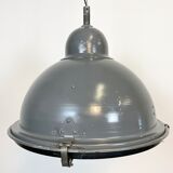 Grey Industrial Pendant Lamp with Clear Glass Cover, 1970s