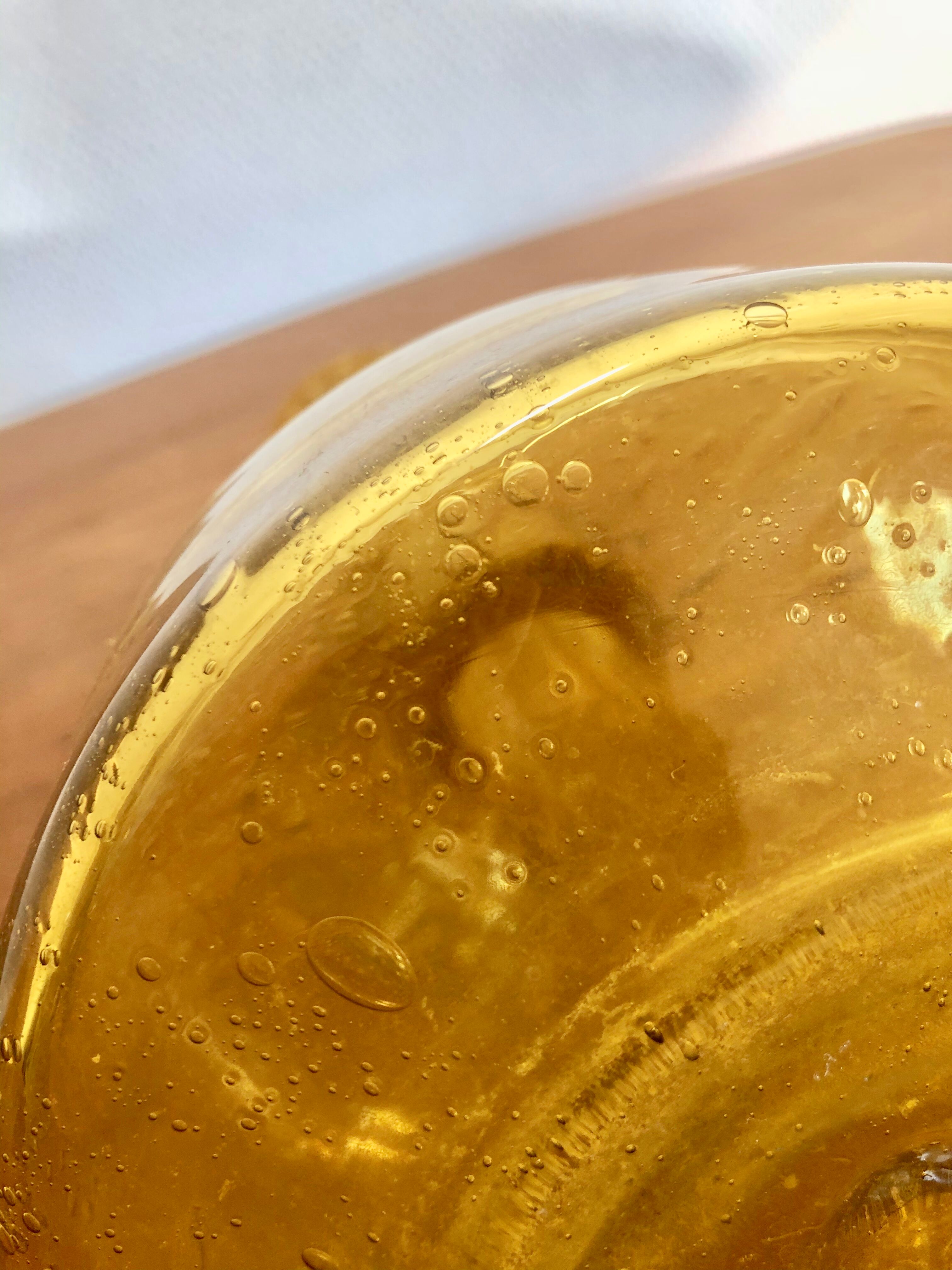 Yellow blown glass decanter