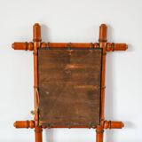 Bamboo effect wooden barber mirror 44 x 39 cm