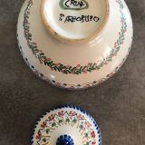 Jar, candy dish in enamelled ceramic with hand-painted decoration by p.arzobispo