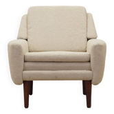 Fauteuil crème, design danois, années 1970, production : Danemark