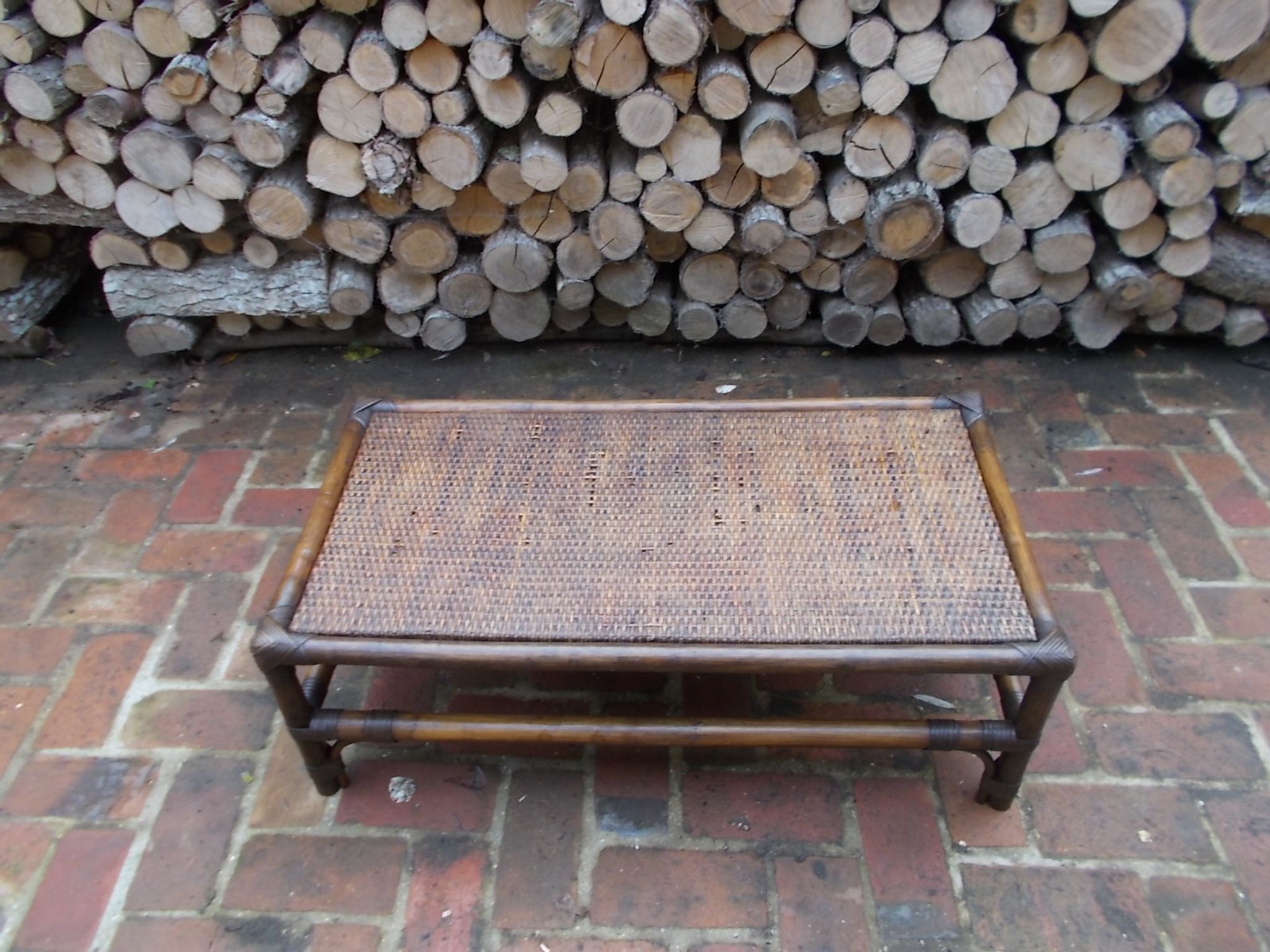 Rattan and cane coffee table