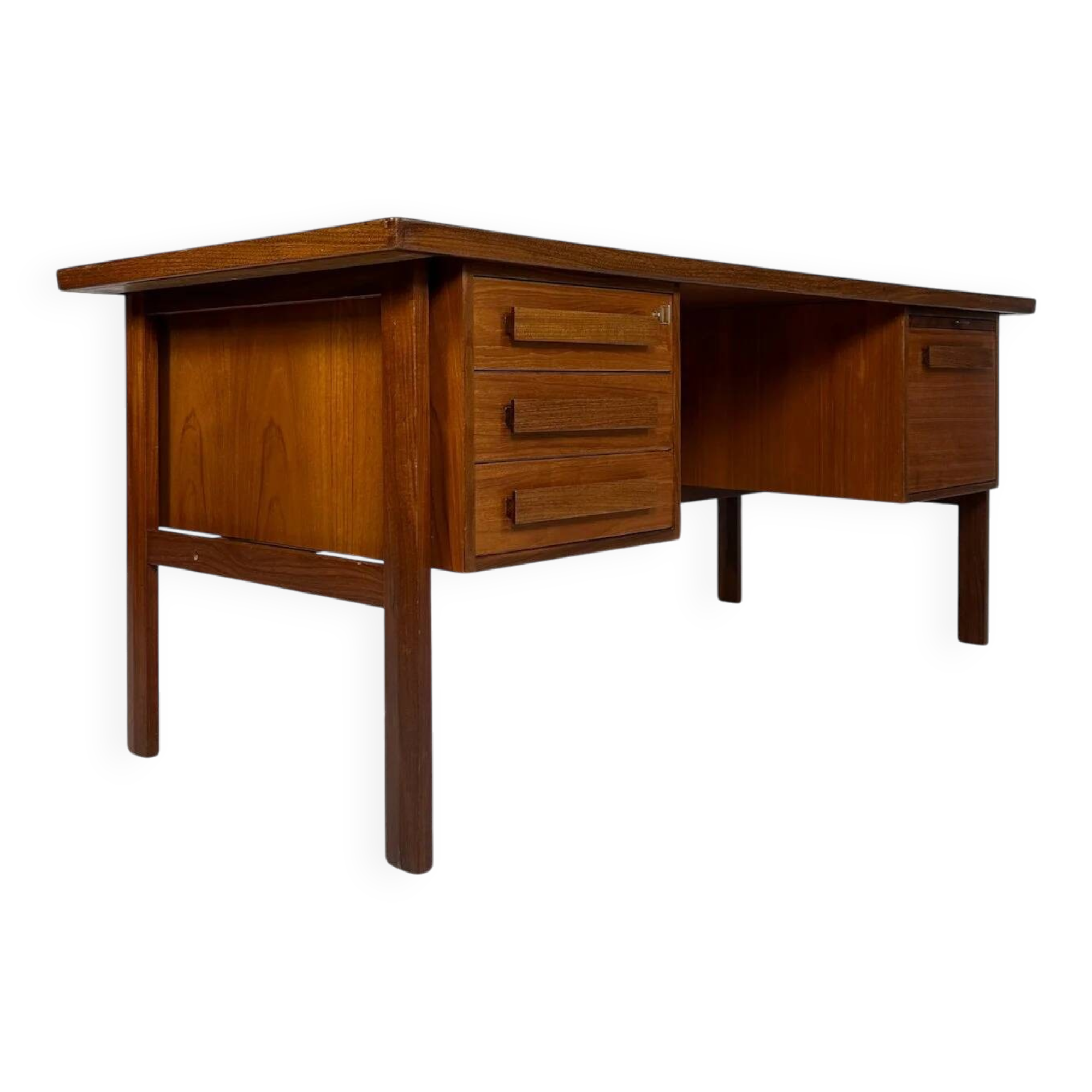 1960s Vintage Freestanding Danish Teak Writing Desk by Peter Løvig Nielsen