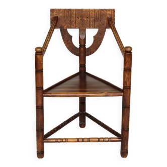 Traditional Swedish carved chair "Monkstol"