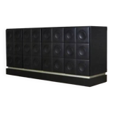 Midcentury Modern Brutalist Sideboard In Black Carved Wood And Chrome, Belgium, 1970s