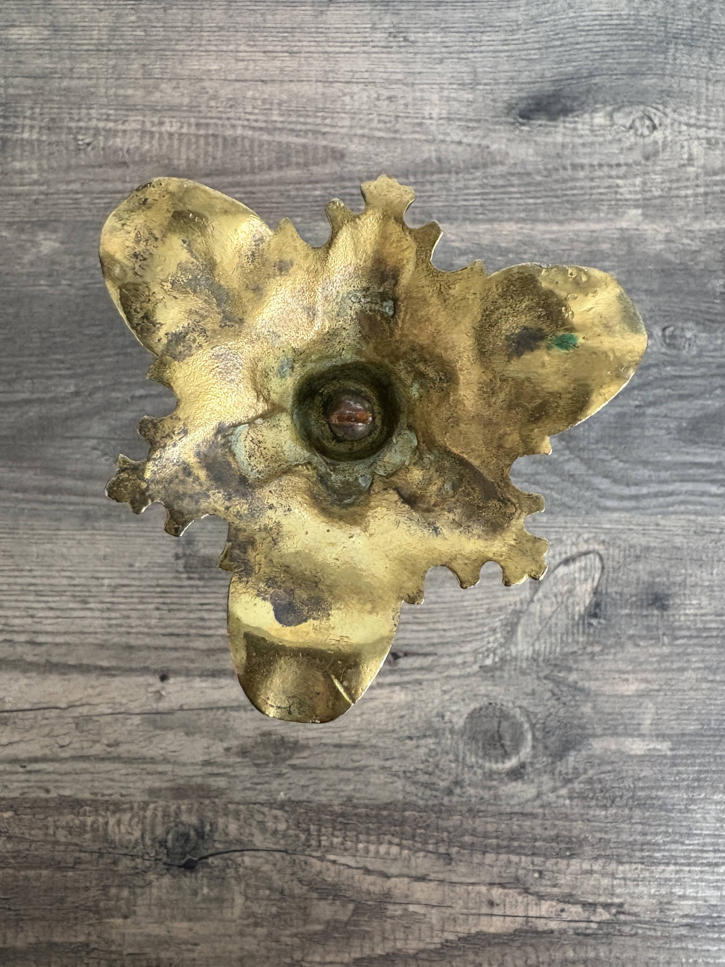 Antique chiselled bronze candlestick