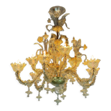 Venetian chandelier rezzonico in gilded Murano glass circa 1920