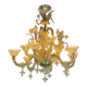Venetian chandelier rezzonico in gilded Murano glass circa 1920