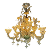 Lustre vénitien Rezzonico en verre de Murano doré Vers 1920