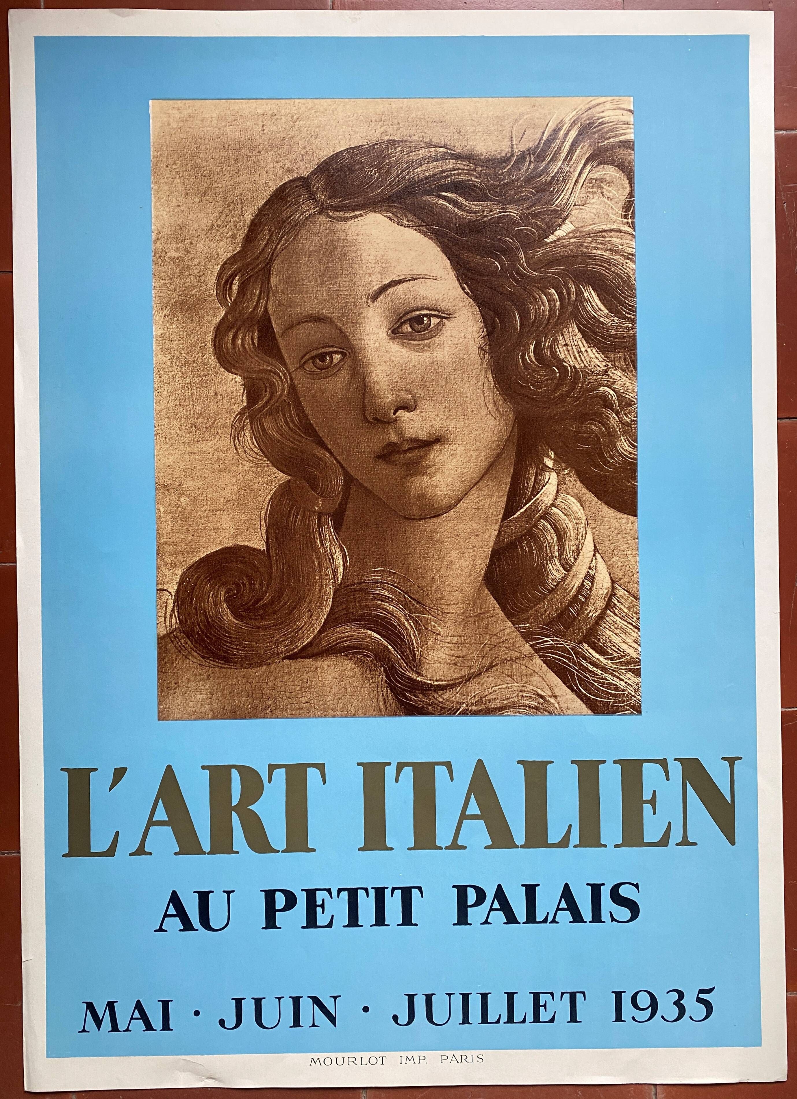 Original exhibition poster "Italian Art at the Petit Palais" Botticelli 52x73cm 1935