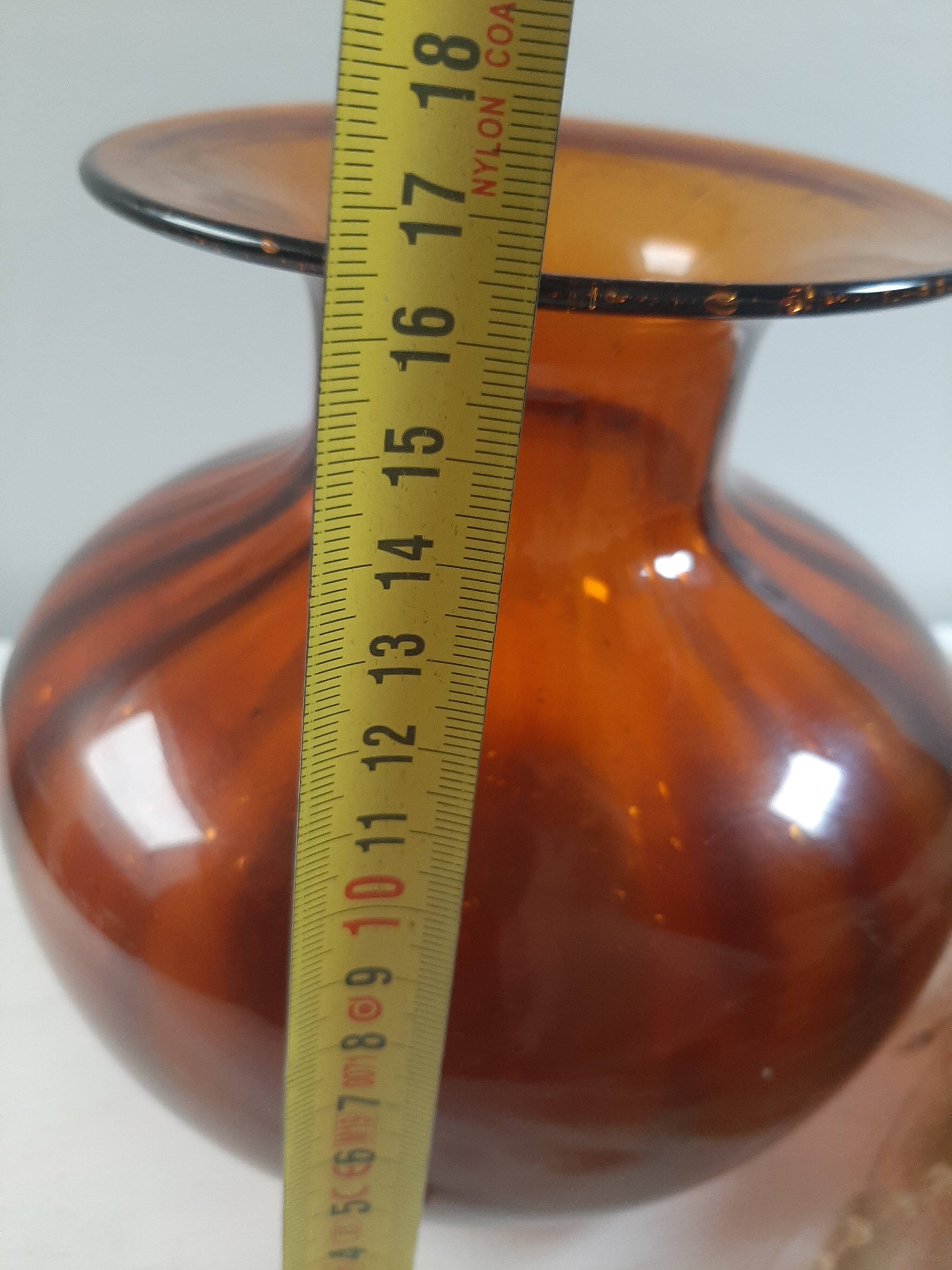 Orange vase in bubbled glass