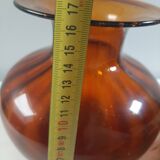 Orange vase in bubbled glass