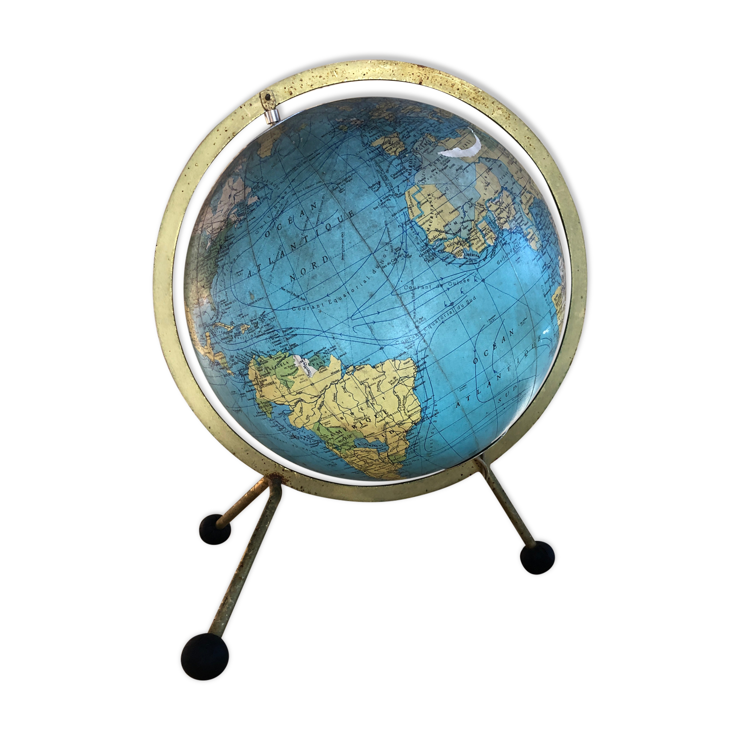 Old glass globe world map 1963