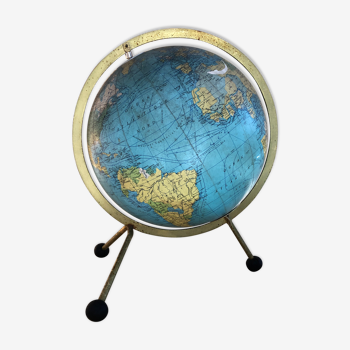 Ancienne mappemonde globe terrestre verre 1963