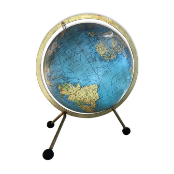 Ancienne mappemonde globe terrestre verre 1963
