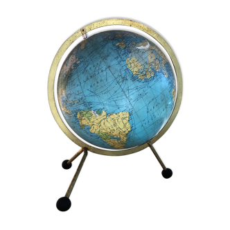 Old world map globe glass 1963
