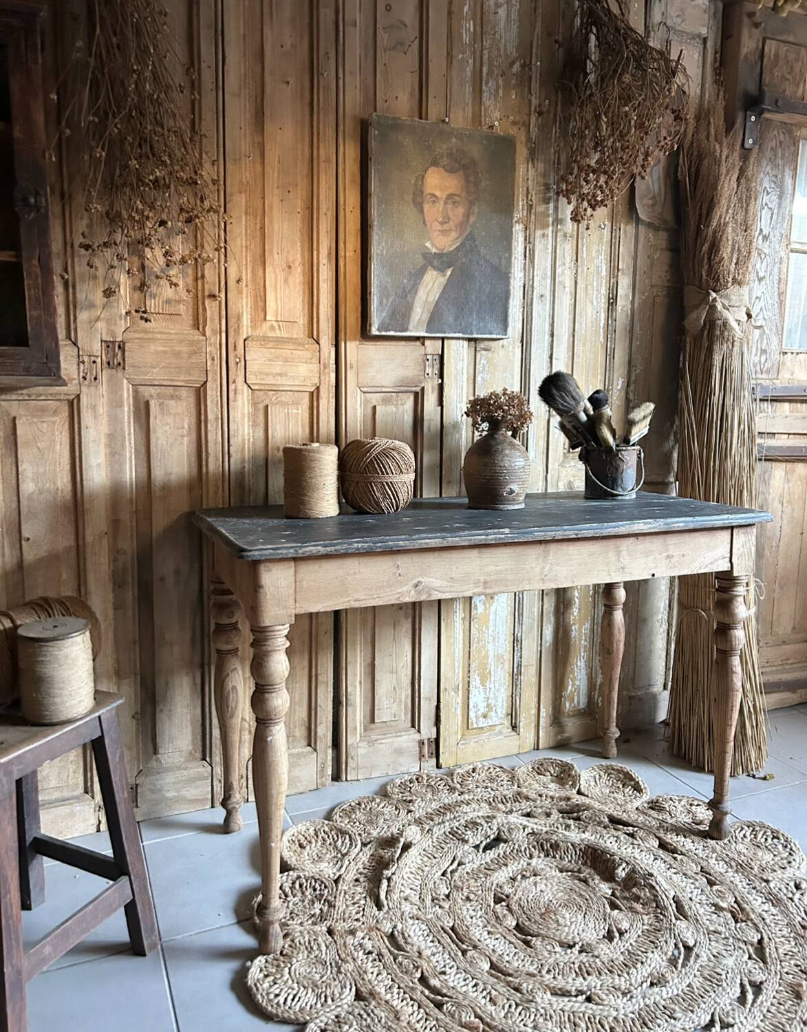 Old bistro table, console