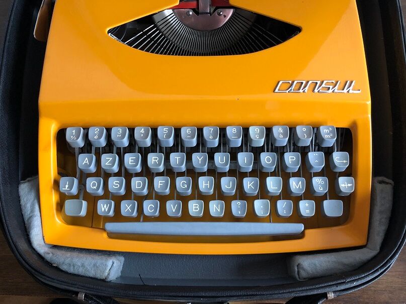 Orange consul typewriter 1970s