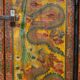 Vintage Chinese wardrobe painted with pagoda and drawers.