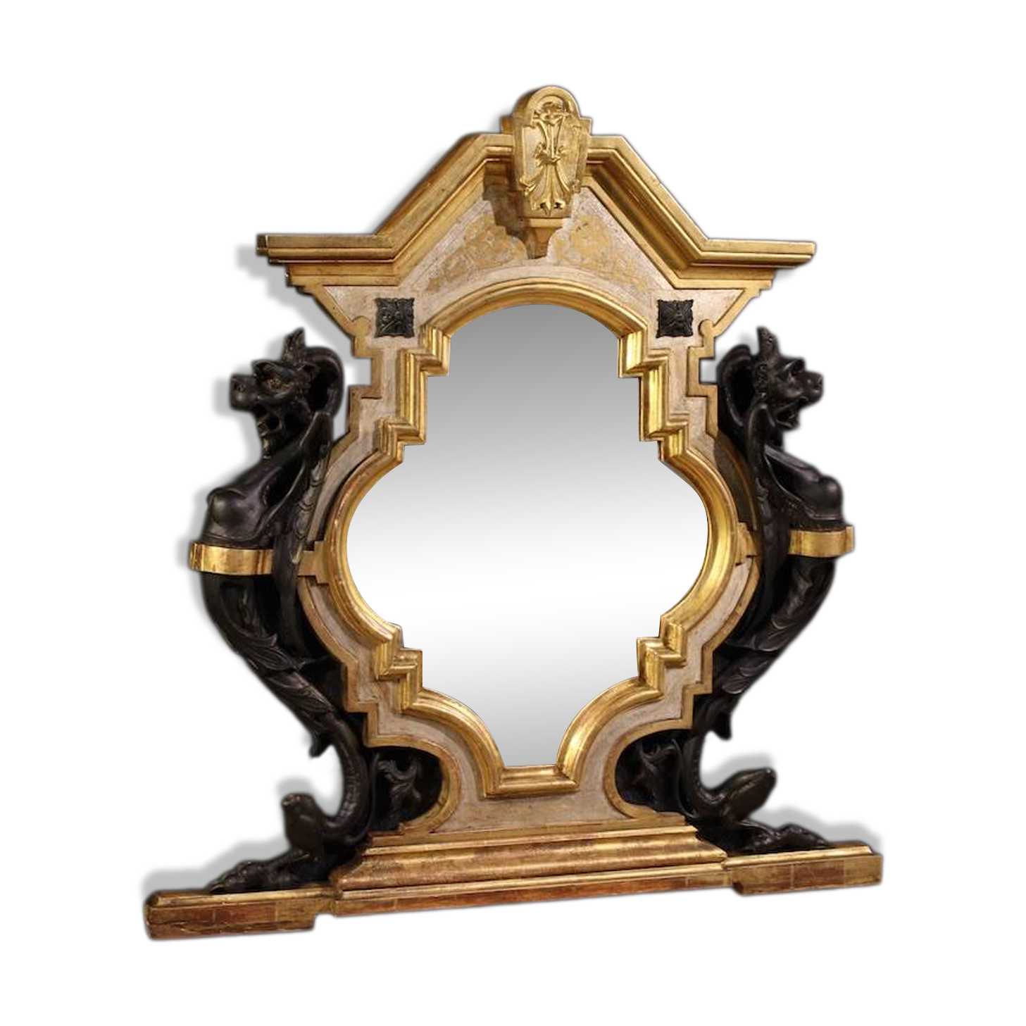 19th century lacquered and gilded Italian mirror