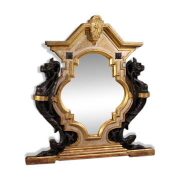 19th century lacquered and gilded Italian mirror