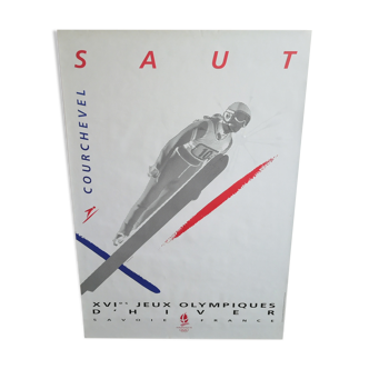 Affiche officielle Jeux Olympiques d'Albertville Saut à Ski