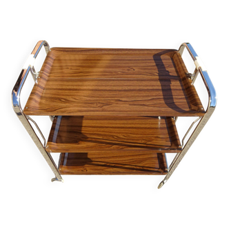 Vintage trolley, folding and rolling, triple trays