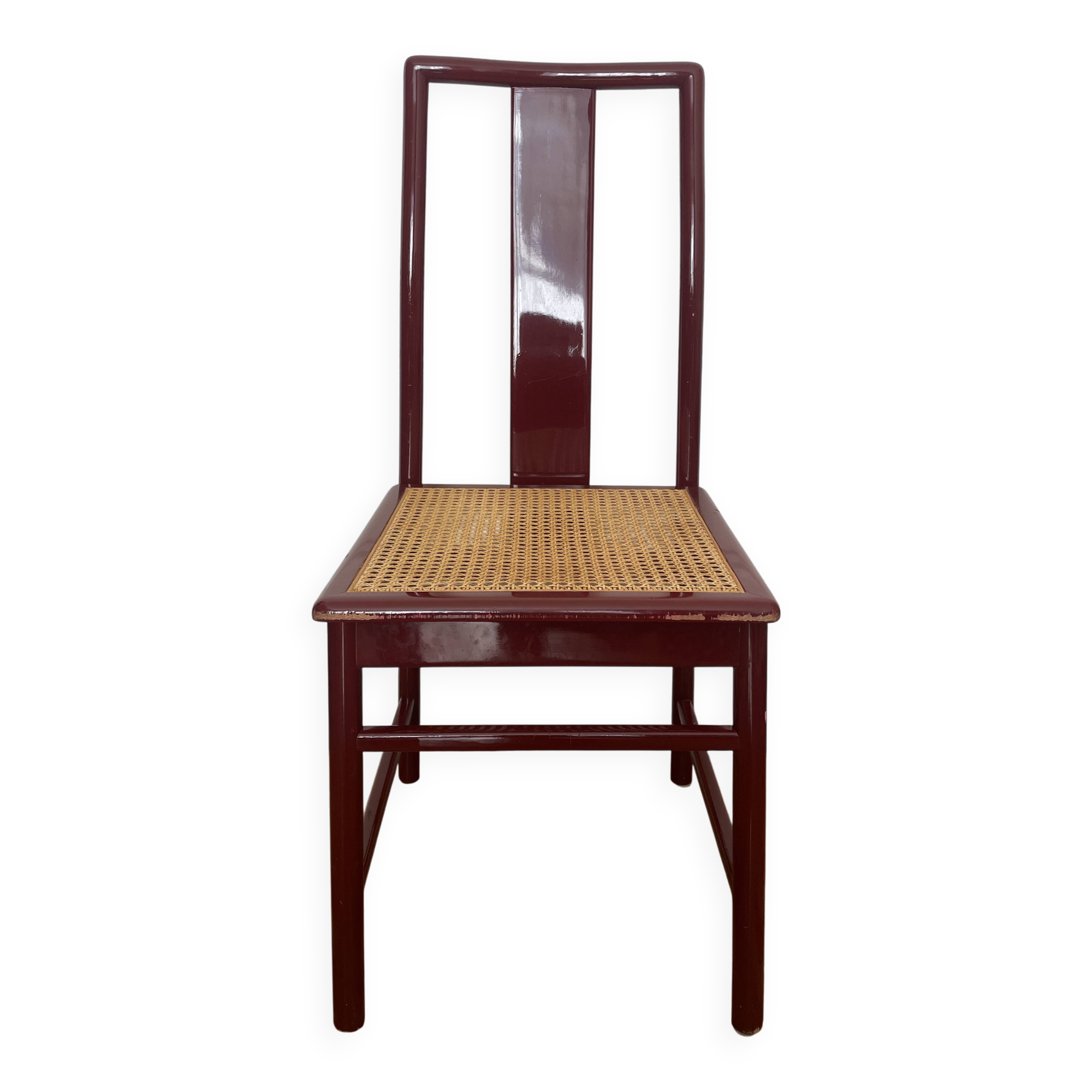 Set of 7 lacquered and caned chairs 1980 MONTINA SPA Italy