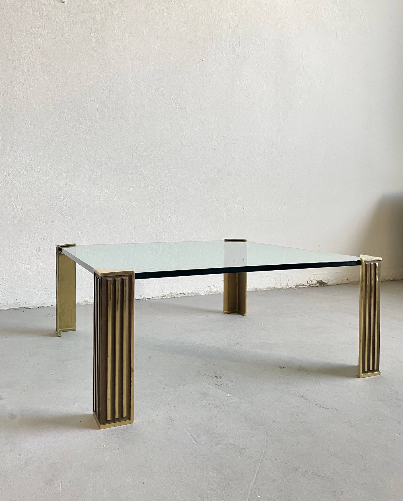 Vintage 1970s Peter Ghyzcy Brass Coffee Table