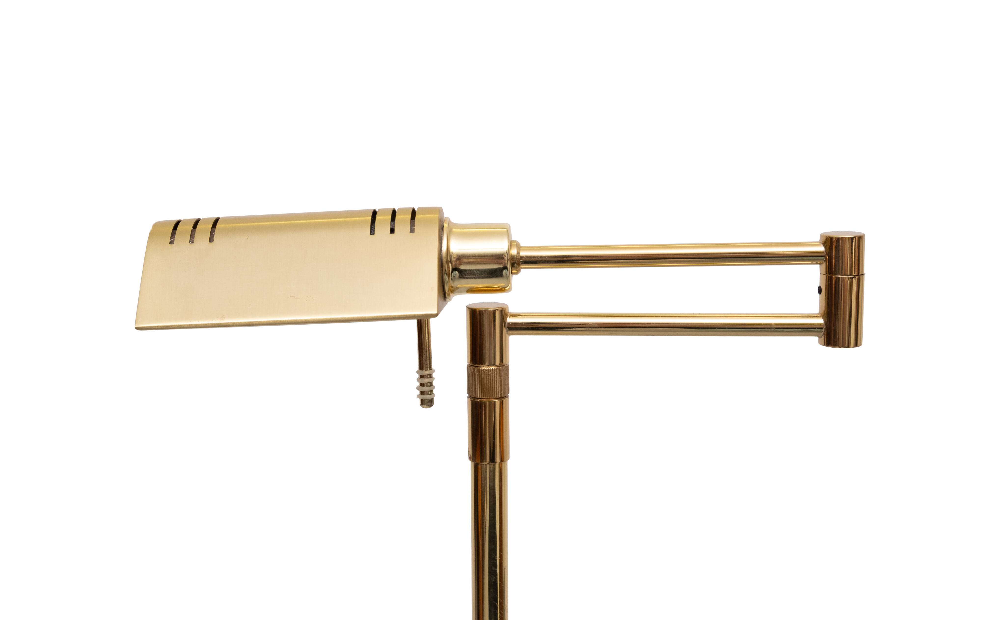 Brass Swing arm Halogen floor lamp by Holtkoetter 1980s Germany